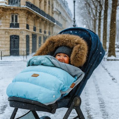 Chancelière bébé turquoise fourrure