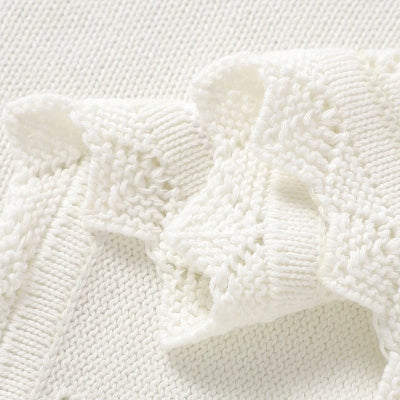 Couverture bebe tricot blanche coton