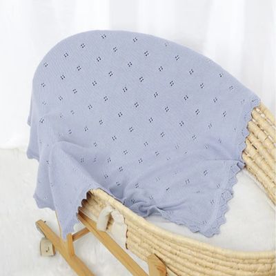 Couverture bebe tricot bleu douceur
