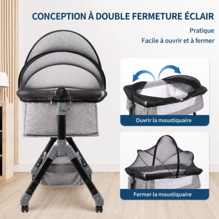 moustiquaires lit bébé noir en respirant double fermeture