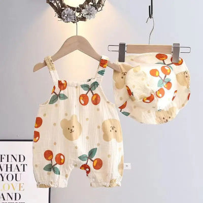 Barboteuse bébé fille sans manches a motif cerise