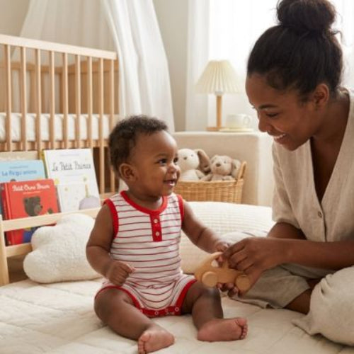 Barboteuse bébé garçon sans manches rayée rouge confortable