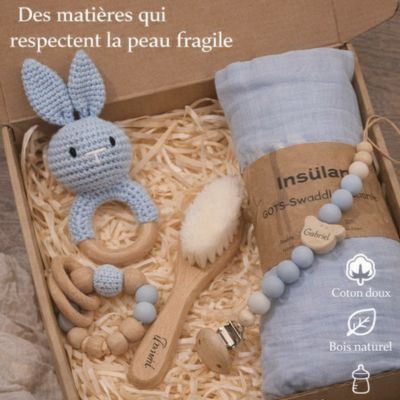 Cadeau de naissance box Personnalisée respecte la peau fragile