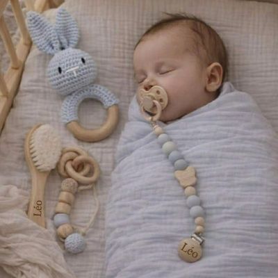 Cadeau de naissance box Personnalisée souvenirs lapin bleu