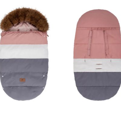 Chancelière bébé confortable rose blanc gris