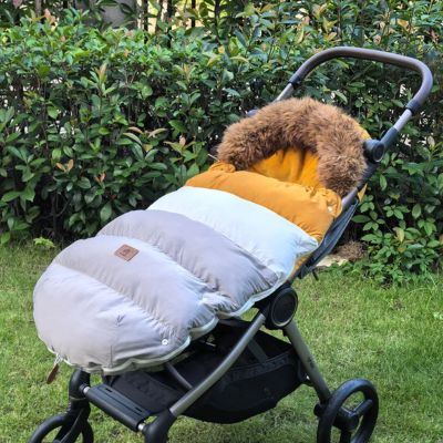 Chancelière bébé orange blanc gris polaire