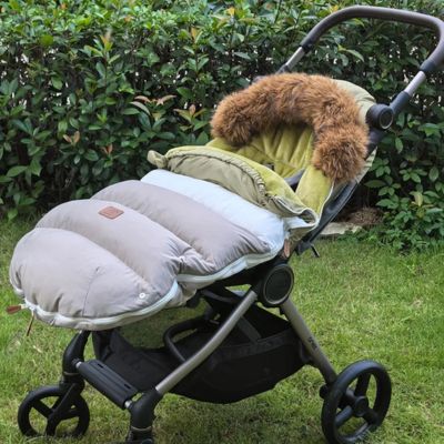 Chancelière bébé vert blanc gris polaire