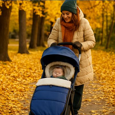 Chancelière poussette bleu