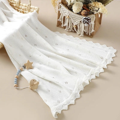 Couverture bebe tricot blanche