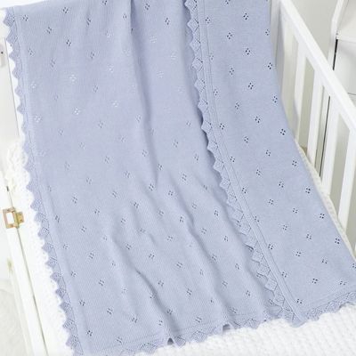 Couverture bebe tricot bleu durable