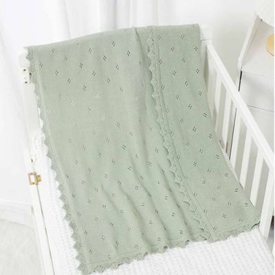 Couverture bebe tricot vert biologique