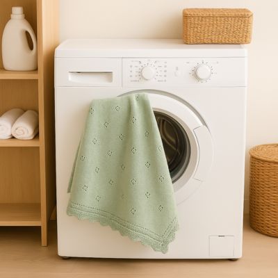 Couverture bebe tricot vert lavable