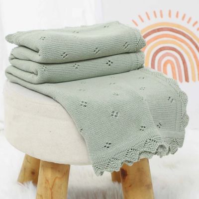 Couverture bebe tricot vert