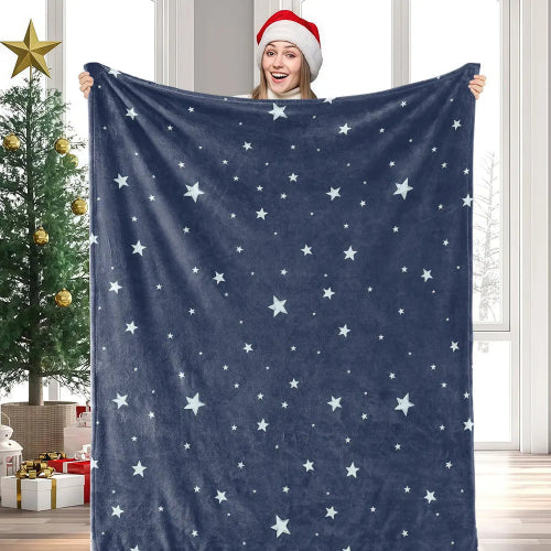Couverture etoile pour bebe bleu marine douce