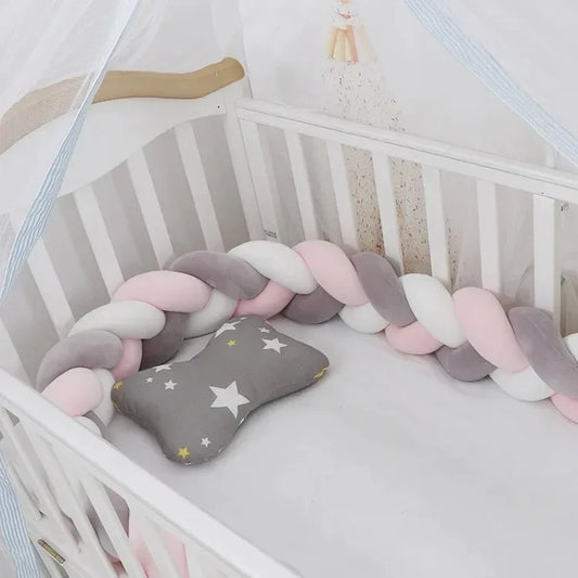 tresse de lit bébé Rose gris blanc