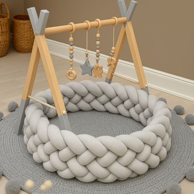 Tour de lit tressé 6 brins gris décoratif