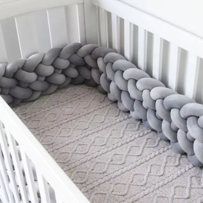 Tour de lit tressé 6 brins gris moelleuse