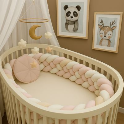 Tour de lit tressé 6 brins roselatté coton