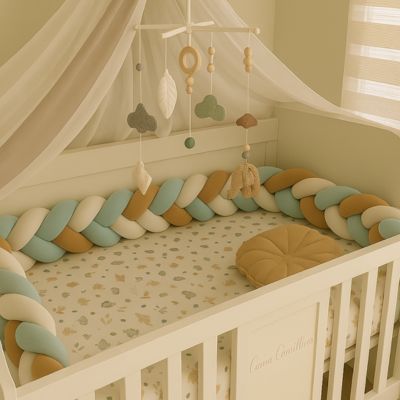 Tour de lit tressé ciel sable doux