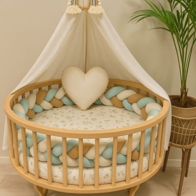 Tour de lit tressé ciel sable respirant