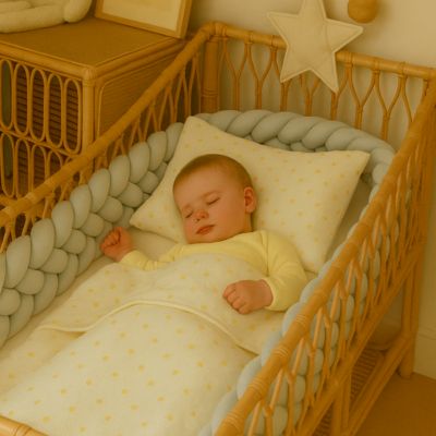 Tour de lit tressé gris confort sérénité