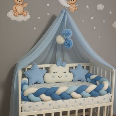 Tresse de lit bébé azur douillet