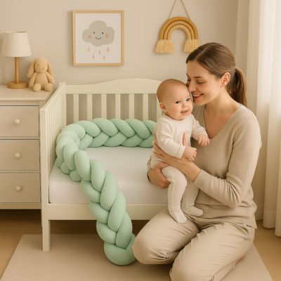 Tresse de lit bébé vert pistache chambre