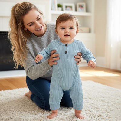 barboteuse bébé bleu confortable