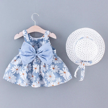 barboteuse bebe fille adorable nœud bleu avec chapeau