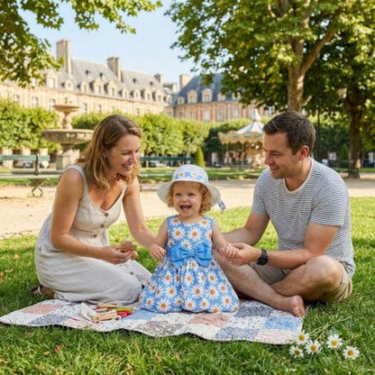 barboteuse bébé fille adorable nœud bleu en coton