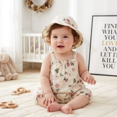 barboteuse bébé fille sans manches à motif floral