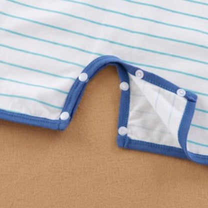 barboteuse bébé garçon sans manches rayée bleu en coton