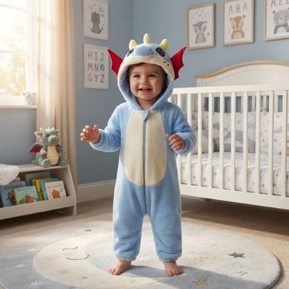 barboteuse bébé genouillère dragon bleu durable