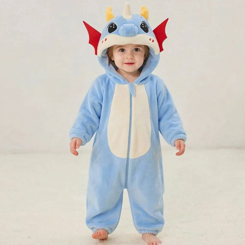 barboteuse bébé genouillère dragon bleu