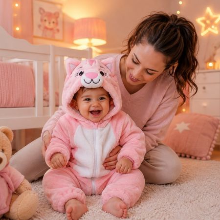 Barboteuse bébé grenouillère chat rose