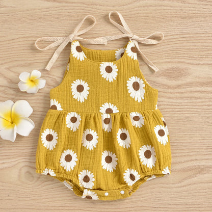 barboteuse bébé motif marguerite jaune