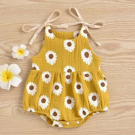 barboteuse bébé motif marguerite jaune