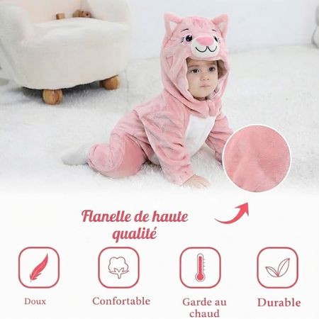 Barboteuse bébé grenouillère chat rose confortable