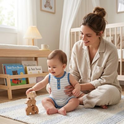 body bébé garçon sans manches rayée bleu confortable