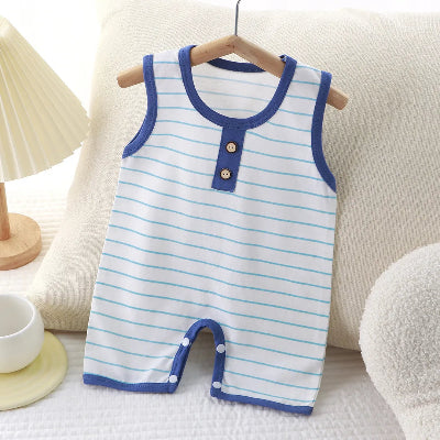 body bébé garçon sans manches rayée bleu