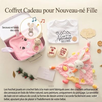 cadeau de naissance la valisette des merveilles lapin rose