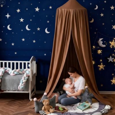 ciel de Lit bebe marron décoration de chambre