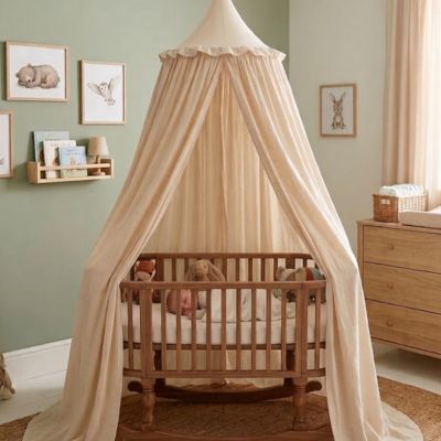 ciel de lit bébé beige baldaquin cocon douceur