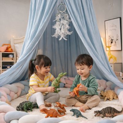 ciel de lit bébé bleu poudre espace intime