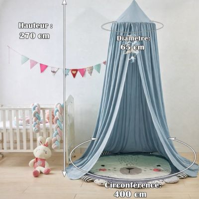 ciel de lit bebe bleu poudre mesure