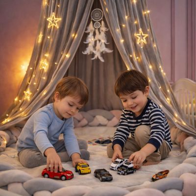 ciel de lit bébé gris clair espace intime