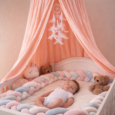 ciel de lit bébé rose pastel