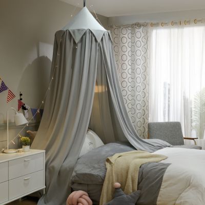 ciel de lit enfant gris château enchanté