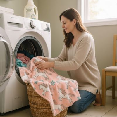 couverture bebe licorne rose entretien facile