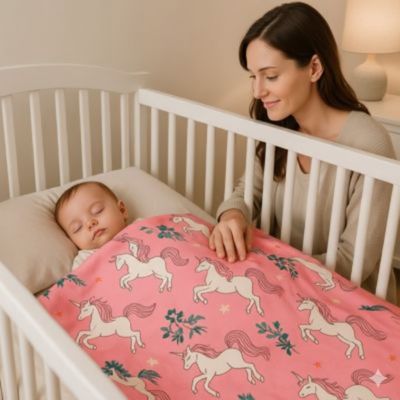 couverture bebe licorne rose minky réversible